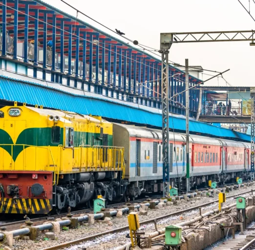 Passenger Train at New Delhi Railway Station. The capital of India