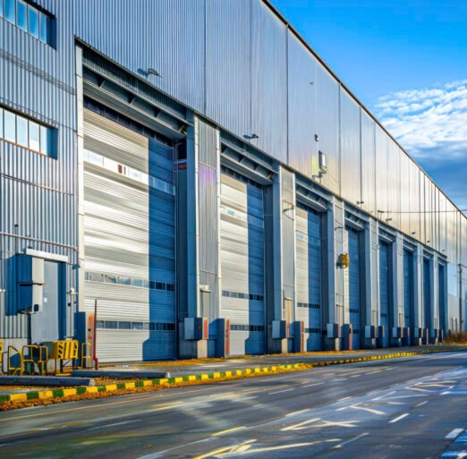Outdoor picture of large industrial and commercial cold-rolled steel buildings.