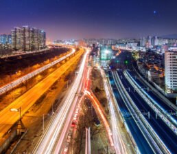 Traffic in Singil district, Seoul Korea skyline at night. Traffic in Singil district, Seoul Korea skyline at night.